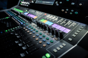 Installations sound control music mixer in record studio